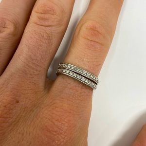 Set of 2 Stacking Rings | .925 Silver with Real Diamonds | Size 9